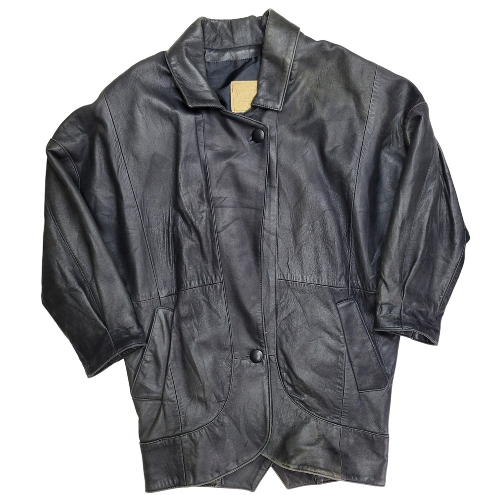 Walter Dyer Is Leather Black Jacket Men's Large Oversized Coat‎ Made in USA